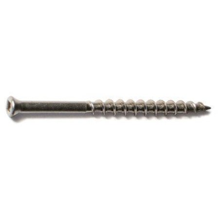 Buildright Deck Screw, #7 x 2-1/4 in, 18-8 Stainless Steel, Trim Head, Square Drive, 785 PK 09153